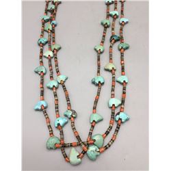 3 Strand Carved Turquoise Necklace