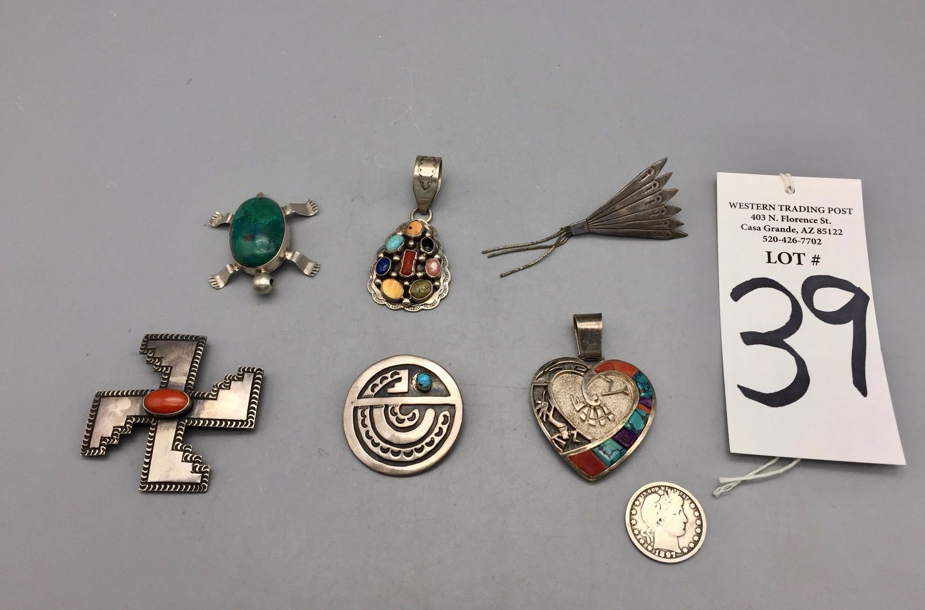 Group of 6 Pendants and Pins