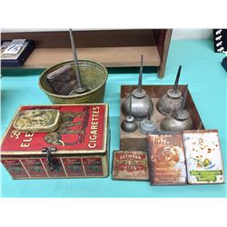 Group of Vintage Tins and Oil Cans