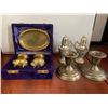 Image 1 : Lot of Silver Wares includes salt and pepper shakers and candle holders