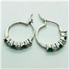 Image 1 : Silver Simulated Emerald Hoop Earrings, Suggested Retail Value $100