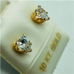 9K Yellow Gold Cubic Zirconia Heart Shaped Earrings, Suggested Retail Value $160