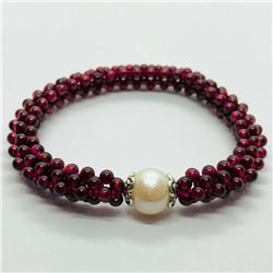 Silver Garnet Pearl Bracelet, Suggested Retail Value $120