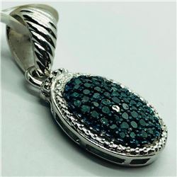 Silver Blue Diamond(0.5ct) W/ Fashion Cord Pendant (~weight 2.45g), Insurance Value $940 (Estimated 