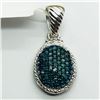 Image 2 : Silver Blue Diamond(0.5ct) W/ Fashion Cord Pendant (~weight 2.45g), Insurance Value $940 (Estimated 