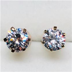 10K Yellow Gold Cubic Zirconia Stud Earrings, Suggested Retail Value $160