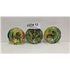 Image 1 : 3 CIRCULAR GLASS WEED THEMED ASHTRAYS