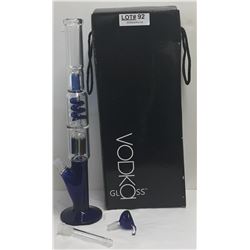 VODKA GLASS BONG WITH BLUE GLASS-APPROX 18"