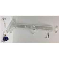CLEAR GLASS TILT BONG many percs. and blue accents