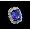 GIA Cert 22.59 ctw Tanzanite and Diamond Ring - 14KT White Gold