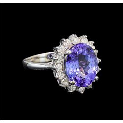 14KT White Gold 4.37 ctw Tanzanite and Diamond Ring