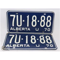 SET OF 2 NEW ALBERTA 1970 LICENSE PLATES.