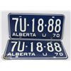 Image 1 : SET OF 2 NEW ALBERTA 1970 LICENSE PLATES.