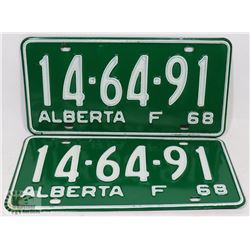 SET OF 2 NEW ALBERTA 1968 LICENSE PLATES.
