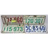 Image 1 : 3 SASKATCHEWAN LICENSE PLATES (1964, 1958) AND 1