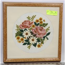 HANDMADE FRAMED NEEDLEWORK ART 14 X 14