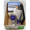 BOX WITH ASSORTED ITEMS INCL CRAFT BOOKS,
