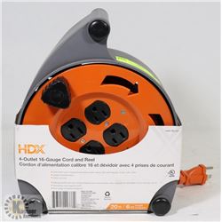 NEW HDX 4-OUTLET 16 GAUGE CORD & REEL