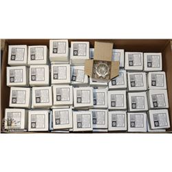 LOT OF 80 NEW GLASS CANDLE HOLDERS, ALL