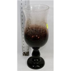 LARGE PURPLE CRACKLE GLASS VASE