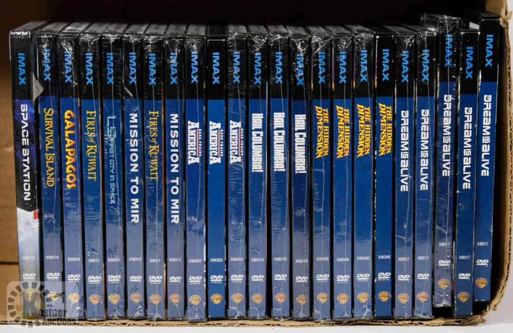 BOX OF IMAX DVDS, 19 SEALED, 4 OPEN - Kastner Auctions