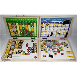 LOT OF 2 MAGNETIC WOOD FAMILY CALENDAR & CHORE