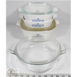 LOT OF CORELLE & PYREX CASSEROLE DISHES