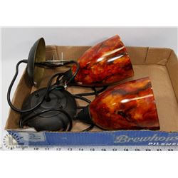 LOT OF 2 GLASS HANGING PENDANT LIGHTS