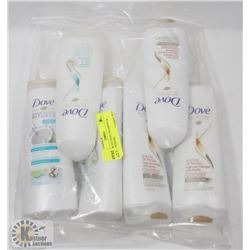 6 ASSORTED DOVE SHAMPOO & CONDITIONERS