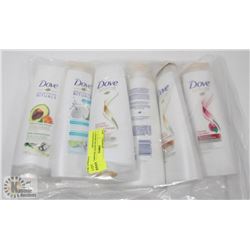 6 ASSORTED DOVE SHAMPOO & CONDITIONERS