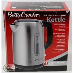 NEW BETTY CROCKER STAINLESS STEEL ELECTRIC KETTLE