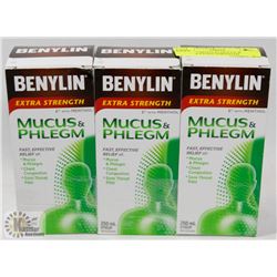LOT OF 3 BENYLIN MUCUS & PHLEGM EXTRA STRENGTH