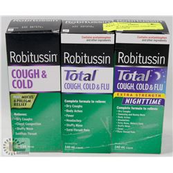 LOT OF 3 ROBITUSSIN ASSORTED COUGH SYRUP