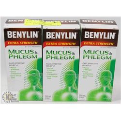 LOT OF 3 BENYLIN MUCUS & PHLEGM EXTRA STRENGTH