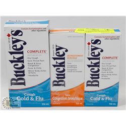 LOT OF 3 ASSORTED BUCKLEY'S COUGH SYRUP.