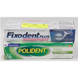 LOT OF DENTURE CREAM & CLEANSERS
