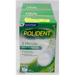 3 PACKS OF 96 POLIDENT DAILY CLEANSERS.