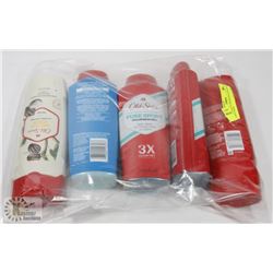 5 BOTTLES OF ASSORTED OLD SPICE BODY WASH.
