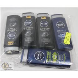 5 BOTTLES OF NIVEA MEN ASSORTED SHOWER GEL