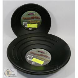 LOT OF 2 PROSPECTING GOLD PANS 10", 14"