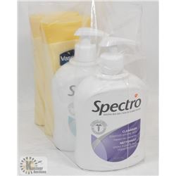 LOT OF 2 BOTTLES OF SPECTRO CLEANSER,2 VASELINE