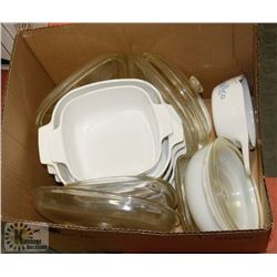 BOX OF ASST BAKEWARE DISHES
