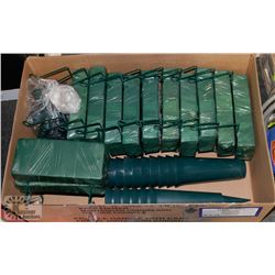 LOT OF CEMETERY SUPPLIES INCLUDING SADDLES