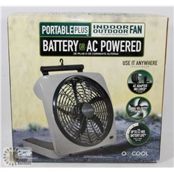 PORTABLE PLUS INDOOR/OUTDOOR FAN BATTERY OR AC