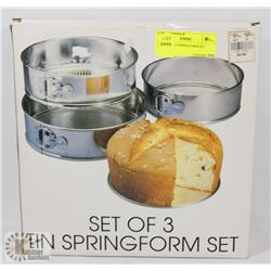 SET OF 3 TIN SPRINGFORM SET.