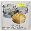 Image 1 : SET OF 3 TIN SPRINGFORM SET.