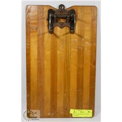 VINTAGE WOODEN CAST METAL CLIPBOARD