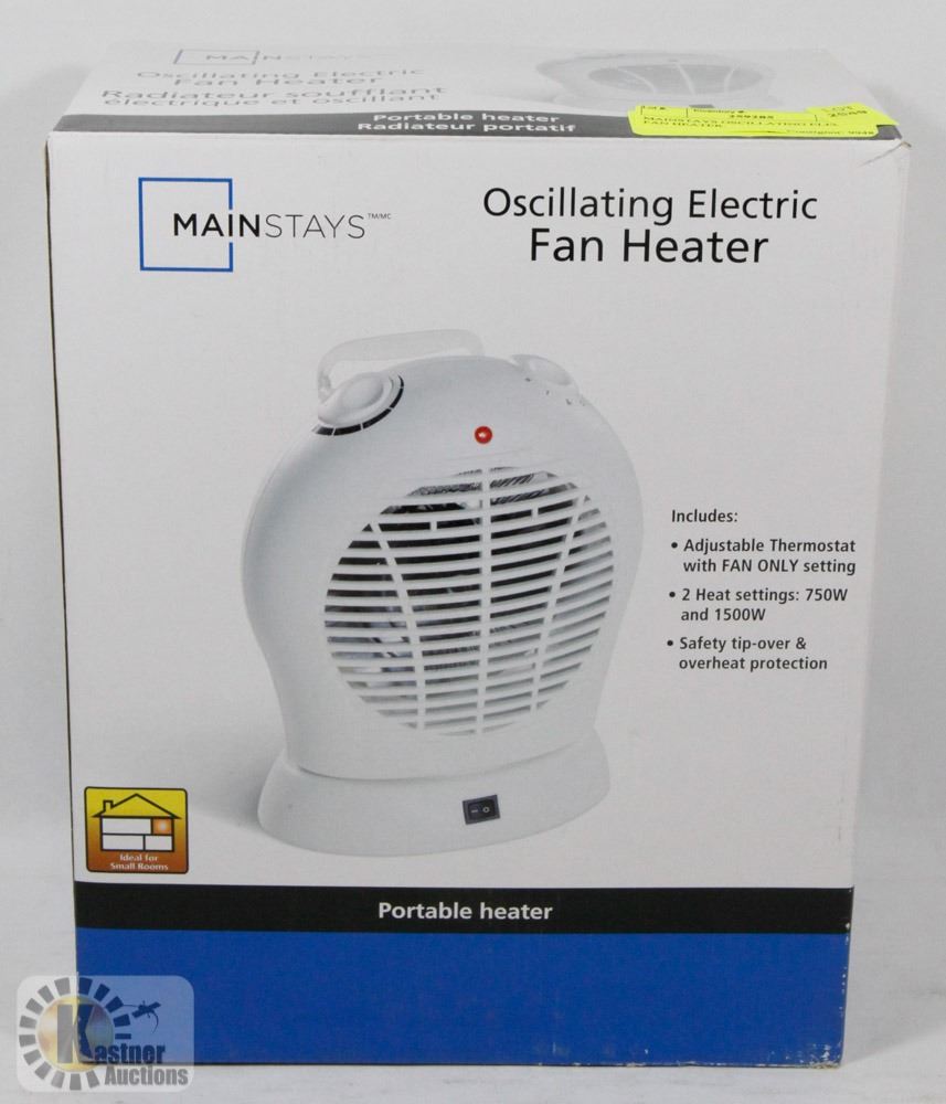 MAINSTAYS OSCILLATING ELECTRIC FAN HEATER.