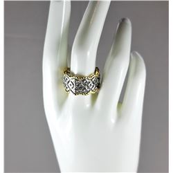 12)  GOLD & SILVER TONE WHITE TOPAZ