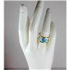 Image 1 : 11)  GOLD TONE BEZEL SET TURQUOISE RING